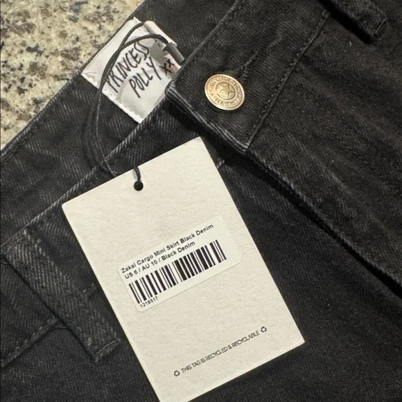 PRINCESS POLLY • Zakai Cargo Mini Skirt Black Denim - Picture 6 of 6